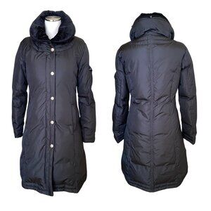 DKNY Black Hooded Puffer Coat - Size S - Preowned